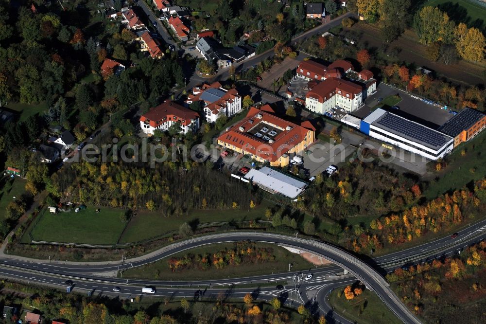 Weimar from the bird's eye view: Area around the meadow Nonnenwiese at the driveway Erfurter Strasse near Tröbsdorf in Weimar in Thuringia