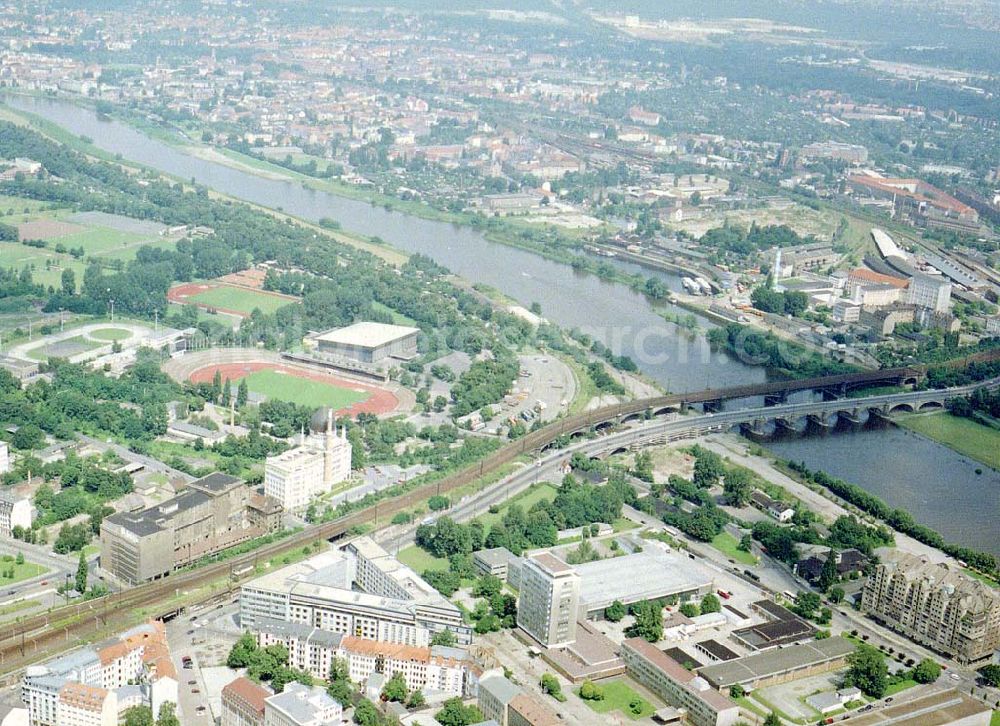 Aerial image Dresden / Sachsen - Gebiet um die rekonstruierte Moschee Yedenize in Dresden / Sachsen.