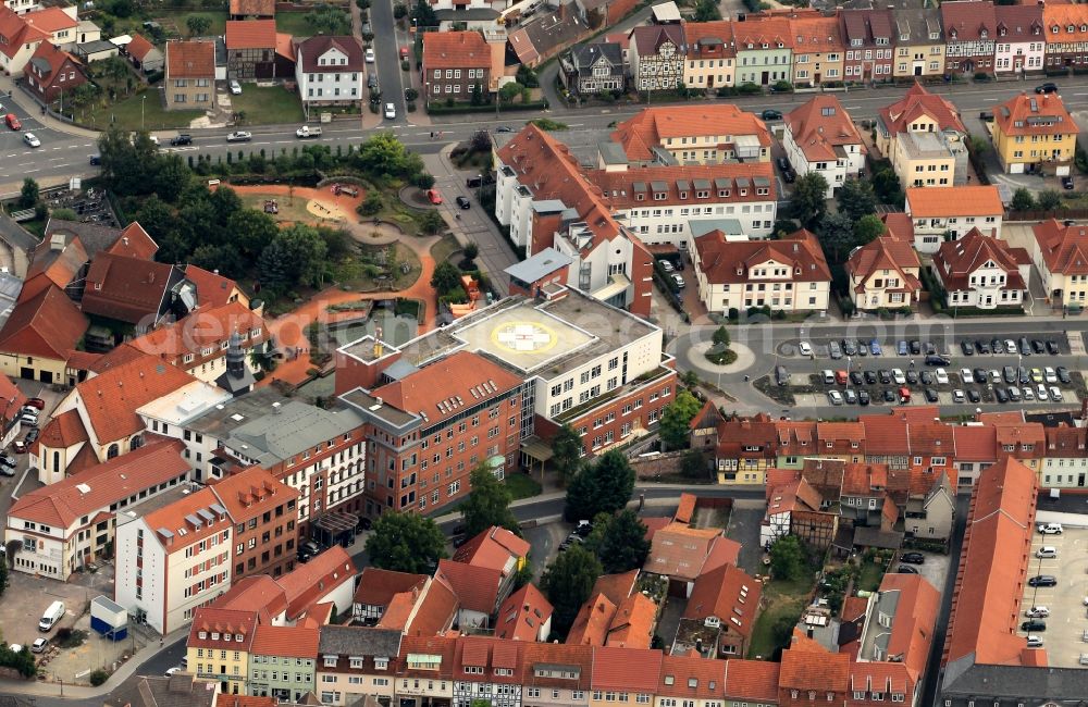 Aerial photograph Heilbad Heiligenstadt - Area around the street Windische Gasse with Eichsfeld Hospital in Heilbad Heiligenstadt in Thuringia