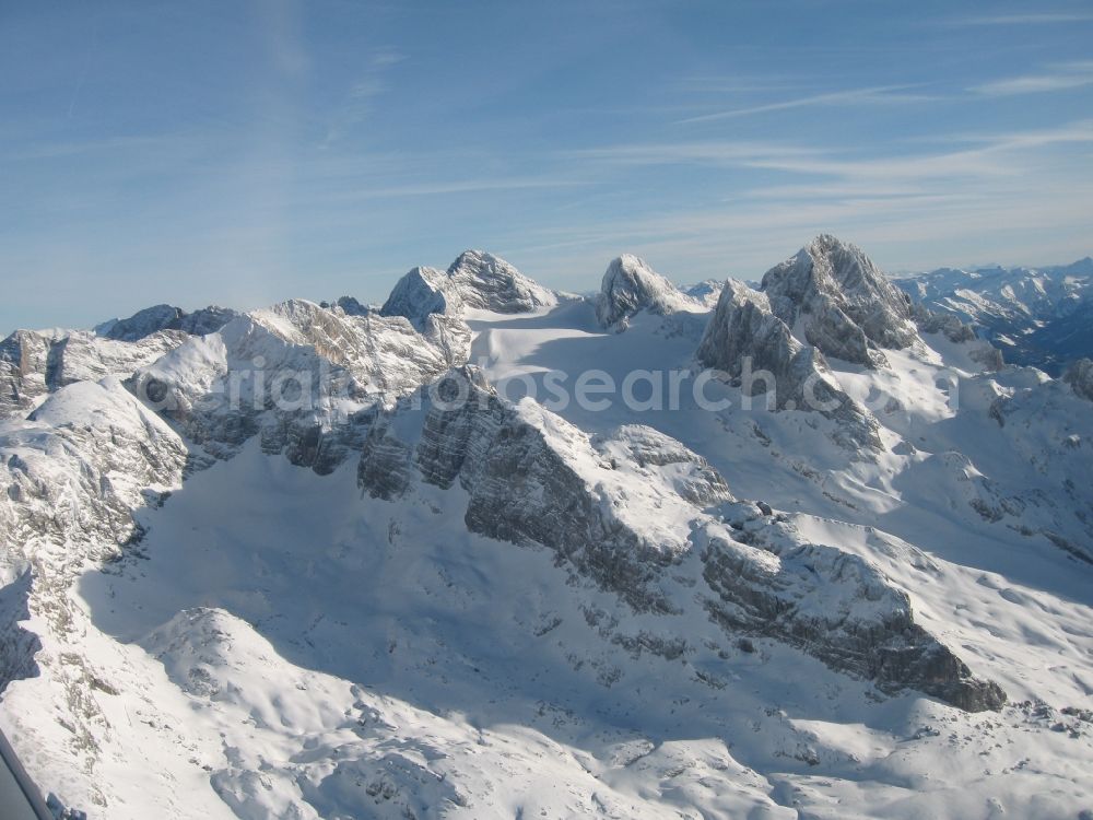 Maishofen from the bird's eye view: Snow covered mountains in Maishofen Austria