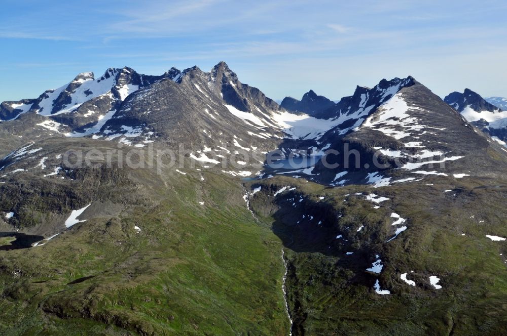 Aerial photograph Luster - View of the mountain area Hurrungane near Luster in the province of Sogn og Fjordane in Norway