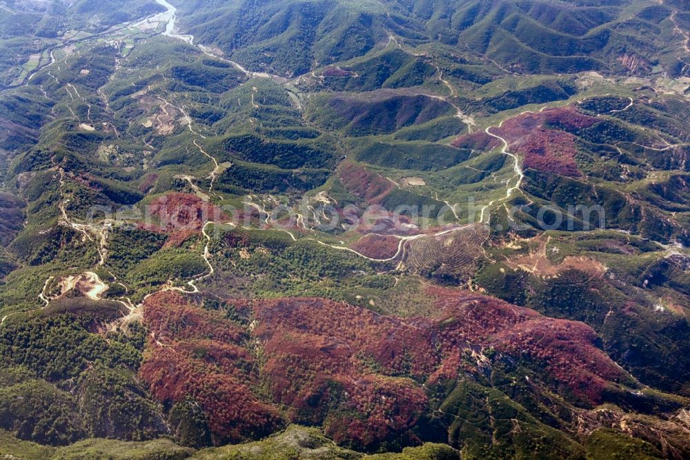 Aerial image Vau Deja - Mountain Landscape at Vau Deja in the province of Shkodra in Albania