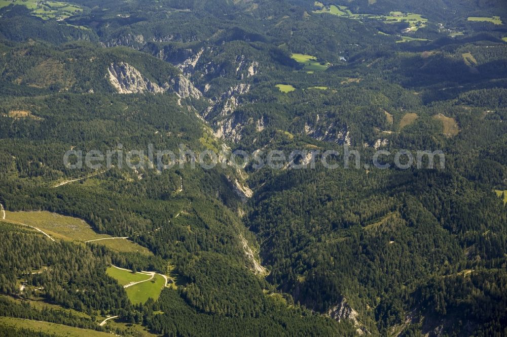 Aerial photograph Lackenhof - Mountain range - Mountain Oetscher at Lackenhof in Lower Austria in Austria