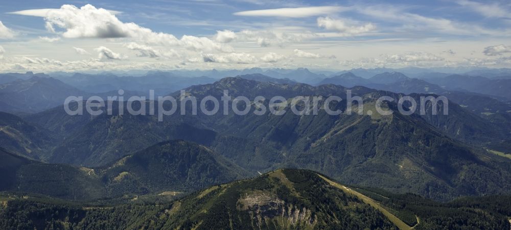 Lackenhof from the bird's eye view: Mountain range - Mountain Oetscher at Lackenhof in Lower Austria in Austria