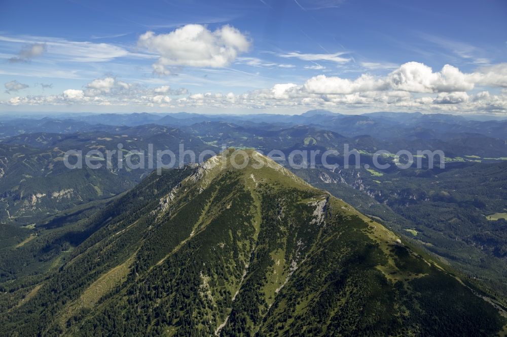 Aerial image Lackenhof - Mountain range - Mountain Oetscher at Lackenhof in Lower Austria in Austria