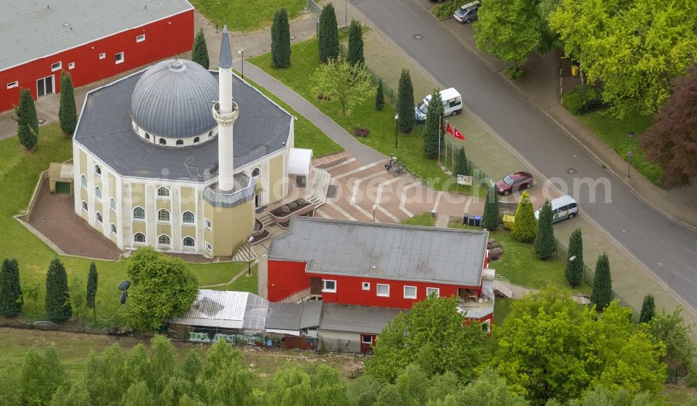 Gelsenkirchen from above - Building the Al-Aqsa - mosque, a Muslim religious building in the district Hassel in Gelsenkirchen in North Rhine-Westphalia