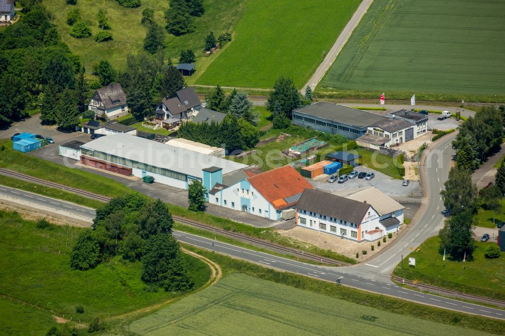 Warstein from above - Building the Albers Lackierservice GmbH at the Ruethener highway in Warstein in North Rhine-Westphalia