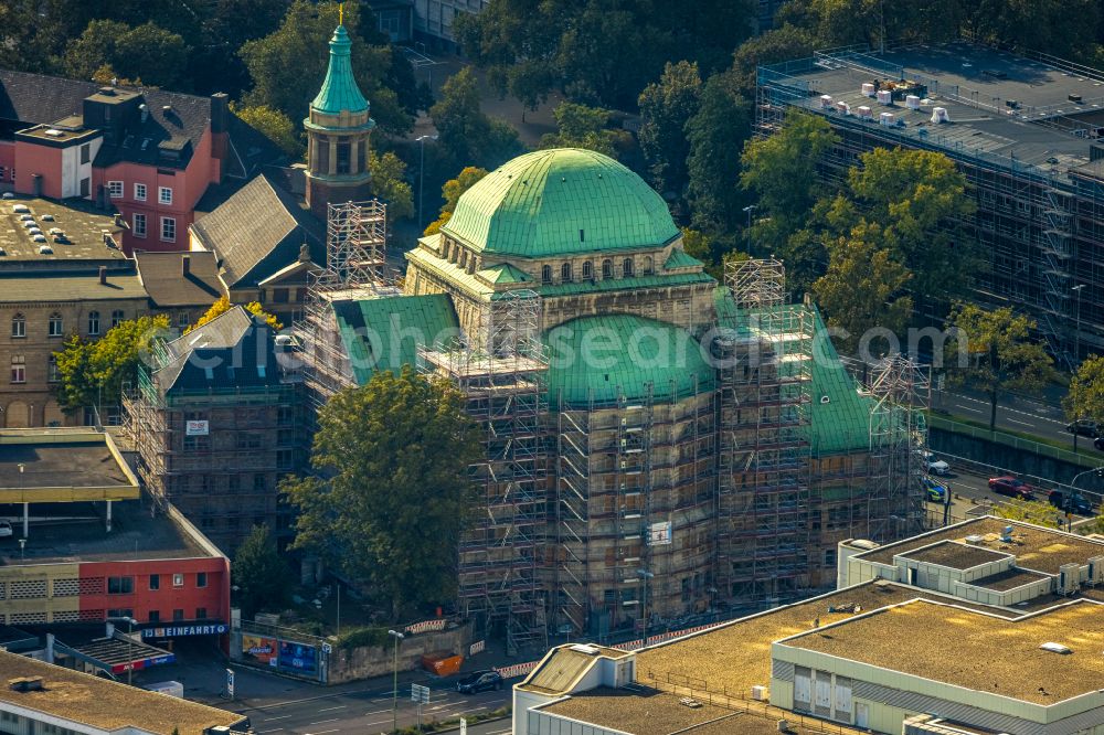 Aerial image Essen - Building the Old Synagogue of the Jewish community at the Steeler street in Essen in North Rhine-Westphalia