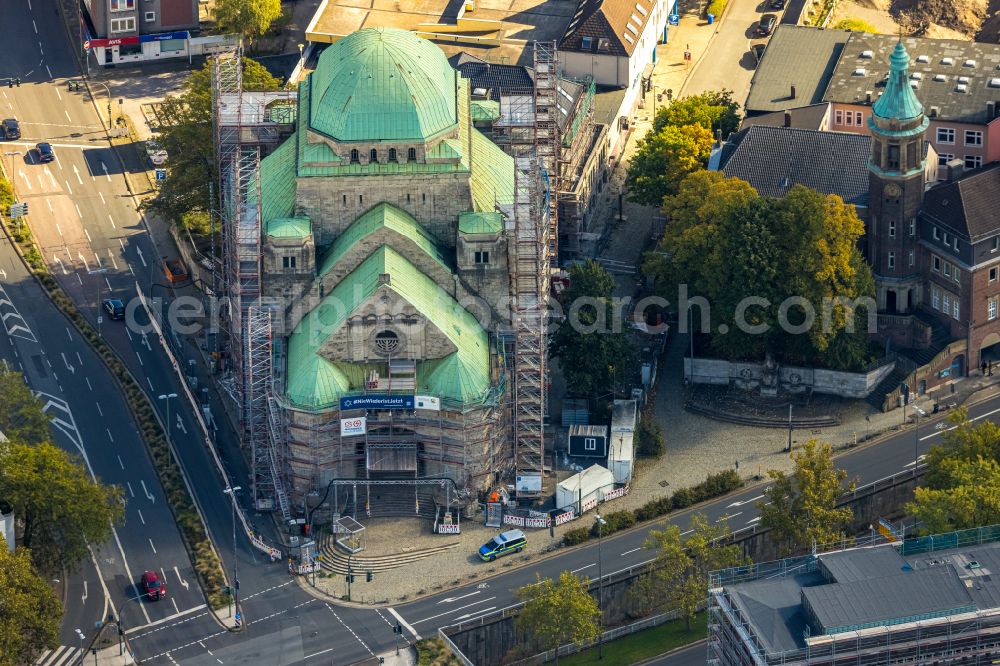 Aerial image Essen - Building the Old Synagogue of the Jewish community at the Steeler street in Essen in North Rhine-Westphalia