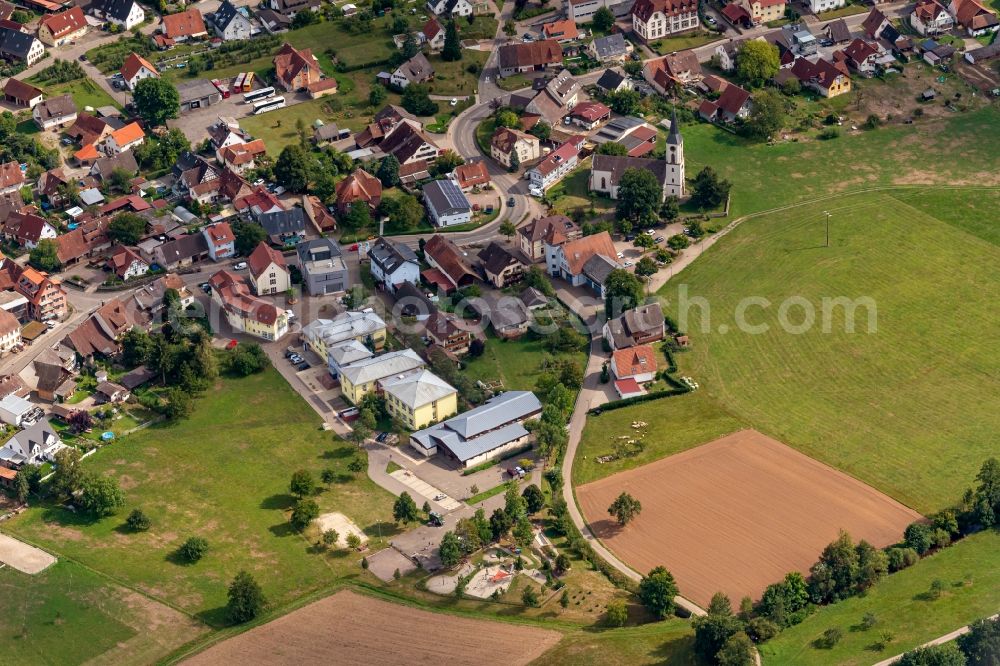 Aerial image Sexau - Building the retirement home Altenpflegeheim Hochburgblick in Sexau in the state Baden-Wuerttemberg, Germany
