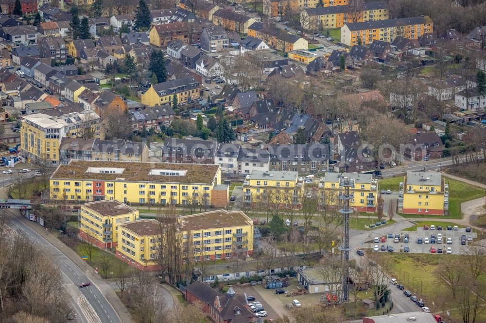 Oberhausen from the bird's eye view: Building the retirement home ASB Seniorenzentrum on Annemarie-Renger-Weg in Oberhausen at Ruhrgebiet in the state North Rhine-Westphalia, Germany