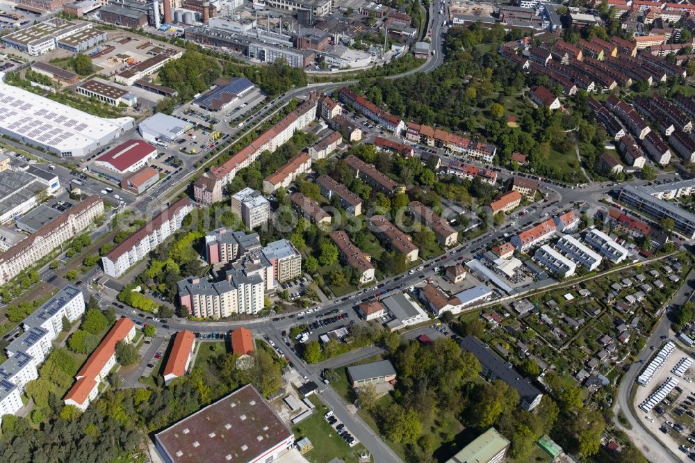 Aerial photograph Nürnberg - Building the retirement home Christliche Arbeitsgemeinschaft e.V. (CAG) on Ingolstaedter Strasse in Nuremberg in the state Bavaria, Germany