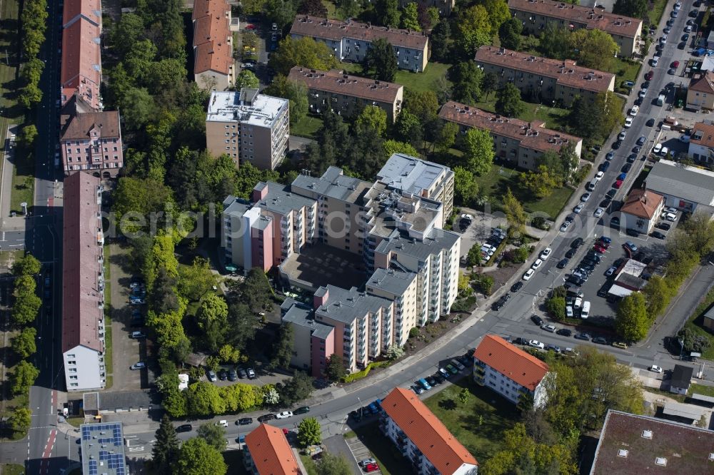 Nürnberg from above - Building the retirement home Christliche Arbeitsgemeinschaft e.V. (CAG) on Ingolstaedter Strasse in Nuremberg in the state Bavaria, Germany