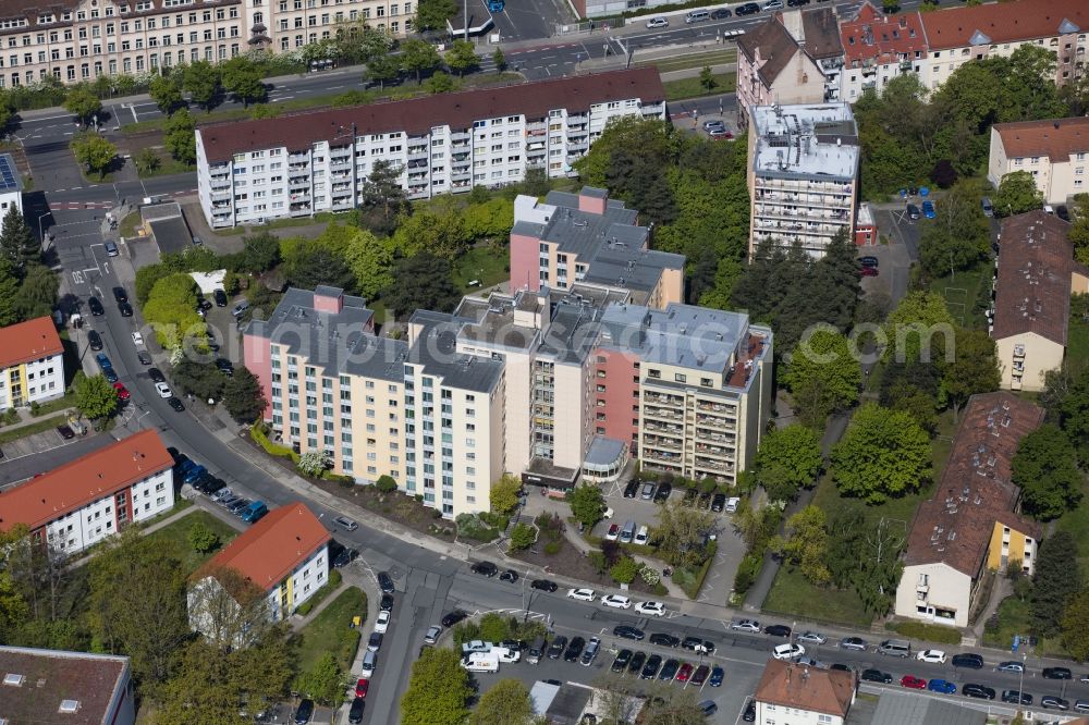 Nürnberg from the bird's eye view: Building the retirement home Christliche Arbeitsgemeinschaft e.V. (CAG) on Ingolstaedter Strasse in Nuremberg in the state Bavaria, Germany