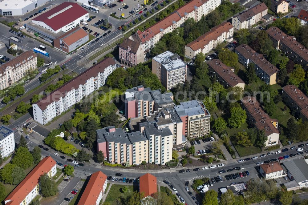 Aerial image Nürnberg - Building the retirement home Christliche Arbeitsgemeinschaft e.V. (CAG) on Ingolstaedter Strasse in Nuremberg in the state Bavaria, Germany