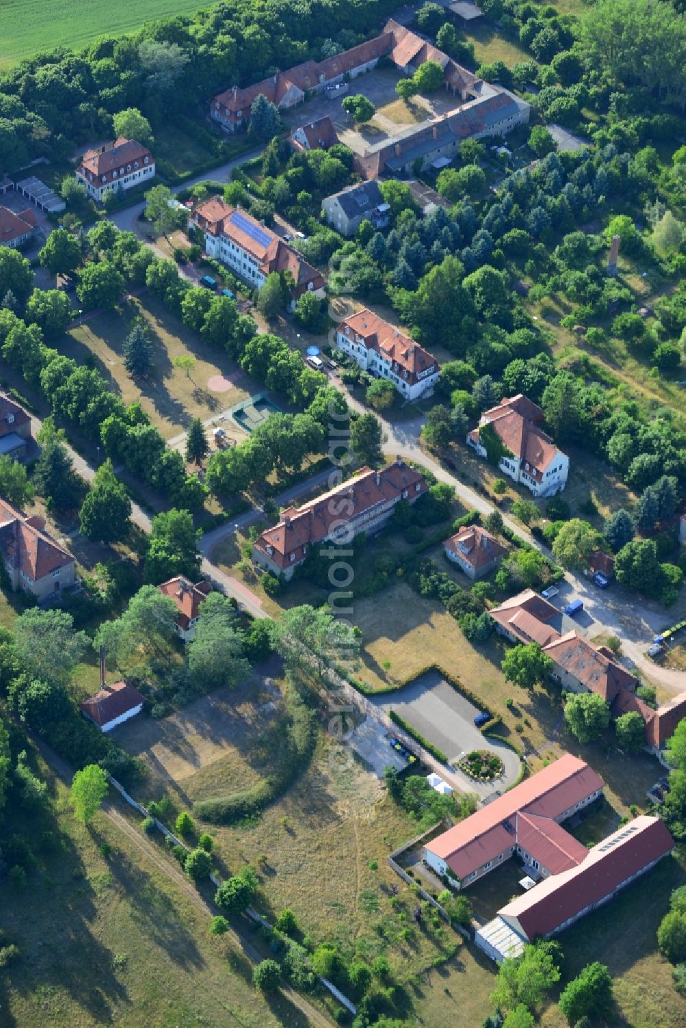 Burg (bei Magdeburg) from the bird's eye view: Building the retirement home an der Waldstrasse in Burg (bei Magdeburg) in the state Saxony-Anhalt