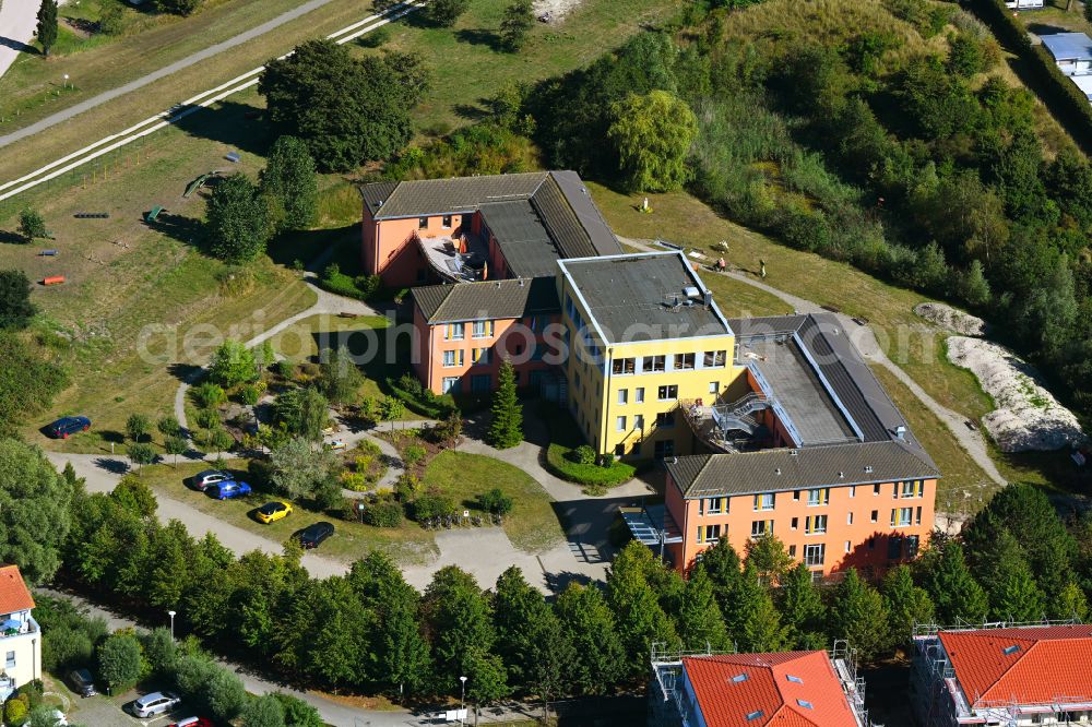 Zingst from above - Building the retirement home DRK-Wohnanlage Bernsteinblick on street Mueggenburger Weg in Zingst at the baltic sea coast in the state Mecklenburg - Western Pomerania, Germany