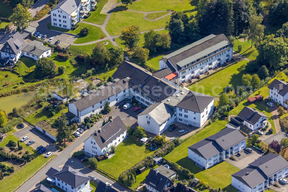 Aerial image Schmallenberg - Building the retirement home Haus in Lenninghof on street Amselweg in Schmallenberg at Sauerland in the state North Rhine-Westphalia, Germany