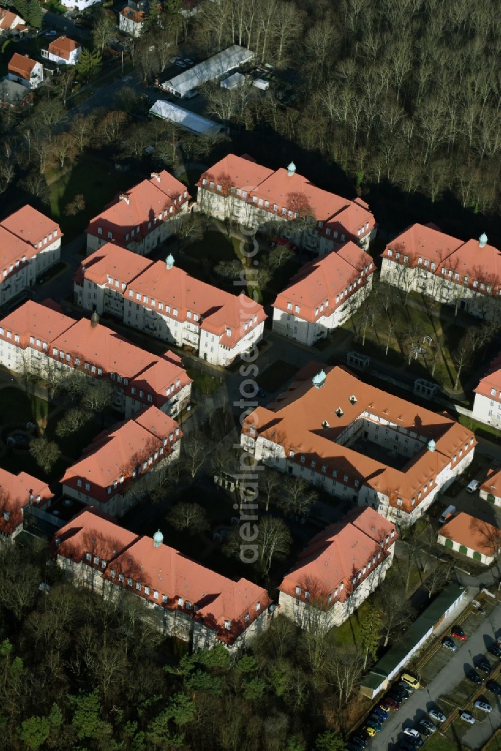 Aerial image Berlin Buch - Building the retirement home Hospiz Ludwigpark on Zepernicker Str in Berlin in Germany