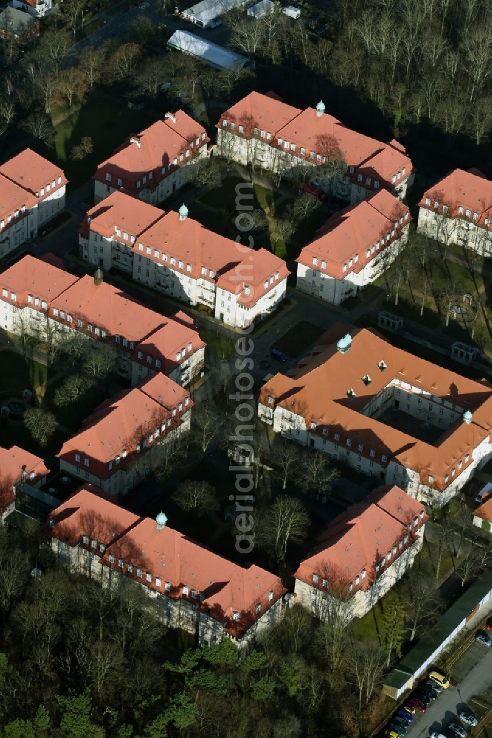 Aerial photograph Berlin Buch - Building the retirement home Hospiz Ludwigpark on Zepernicker Str in Berlin in Germany