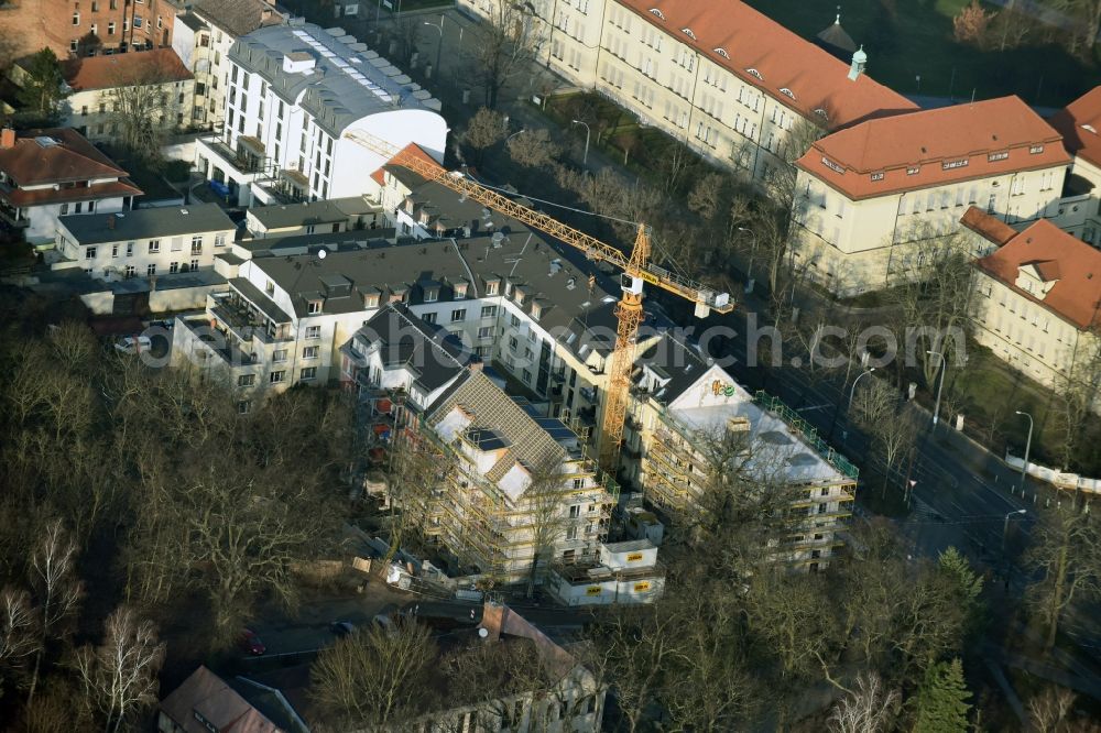 Aerial image Potsdam - Building the retirement home Kursana Domizil Potsdam - Haus Gabriel on Heinrich-Mann-Allee in Potsdam in the state Brandenburg