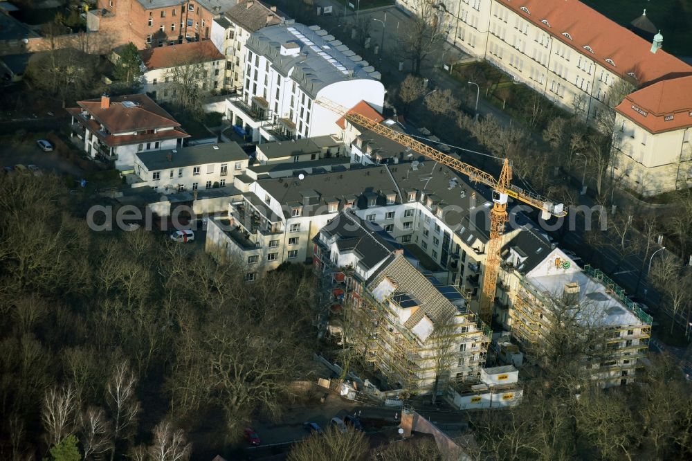 Potsdam from above - Building the retirement home Kursana Domizil Potsdam - Haus Gabriel on Heinrich-Mann-Allee in Potsdam in the state Brandenburg