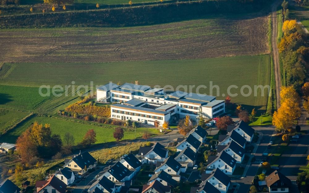 Aerial photograph Attendorn - Building of the retirement home Haus Mutter Anna of Caritas Olpe in the West of Attendorn in the state of North Rhine-Westphalia