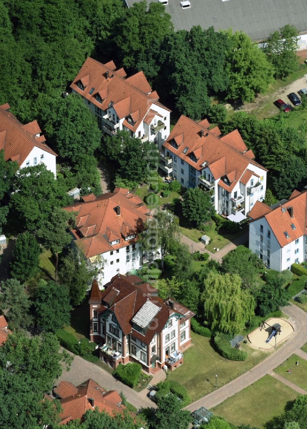 Hoppegarten from above - Building the retirement home PHN Seniorenresidenz GmbH on Langenbeckstrasse in Neuenhagen in the state Brandenburg