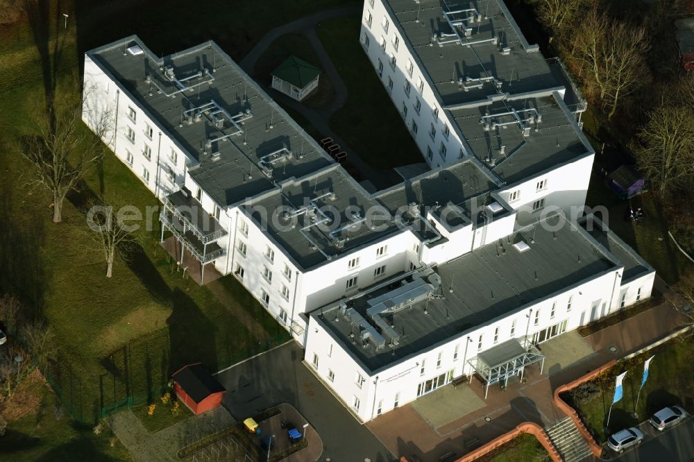 Frankfurt (Oder) from the bird's eye view: Building the retirement home Ev. Seniorenzentrum Siegfried Ringhandt in Frankfurt (Oder) in the state Brandenburg