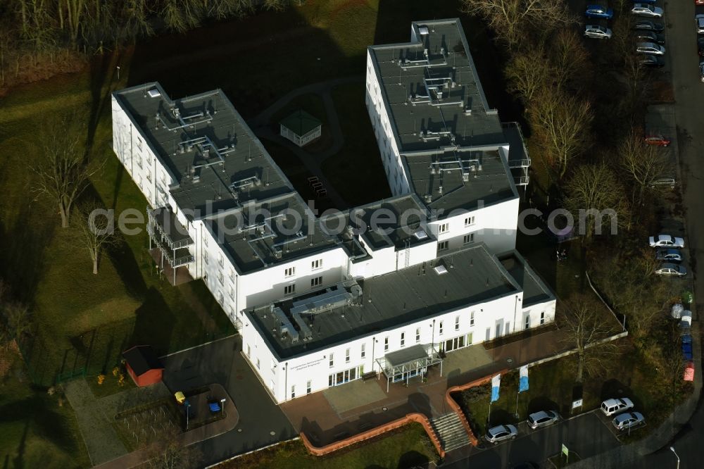 Aerial image Frankfurt (Oder) - Building the retirement home Ev. Seniorenzentrum Siegfried Ringhandt in Frankfurt (Oder) in the state Brandenburg