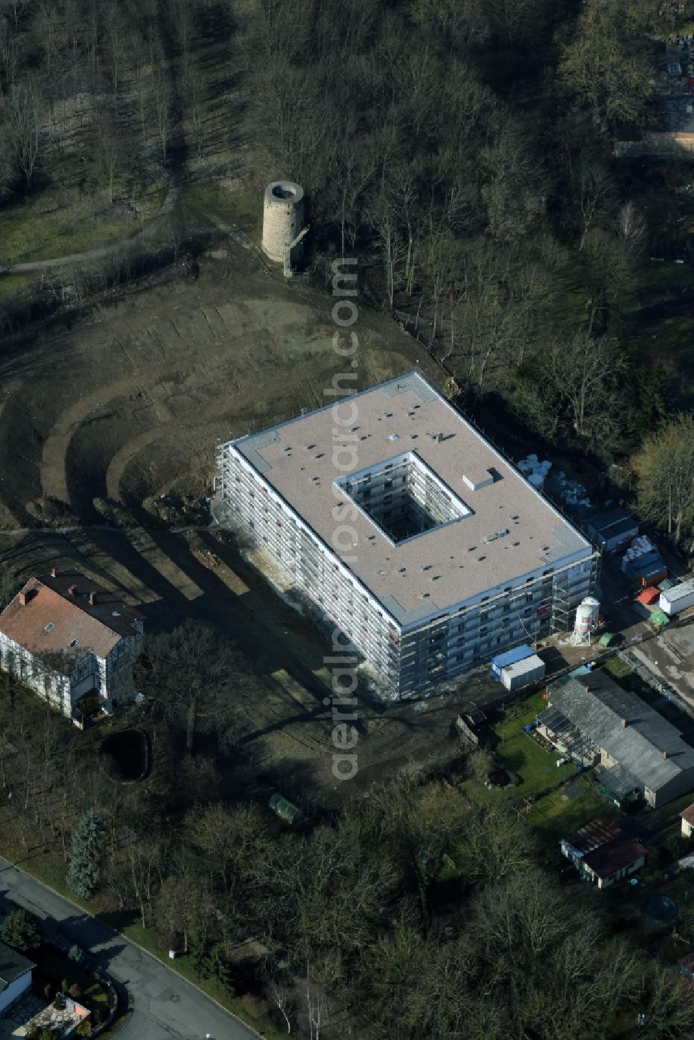 Bad Tennstedt from the bird's eye view: Building the retirement home Senowa mbH on Bergstrasse in Bad Tennstedt in the state Thuringia