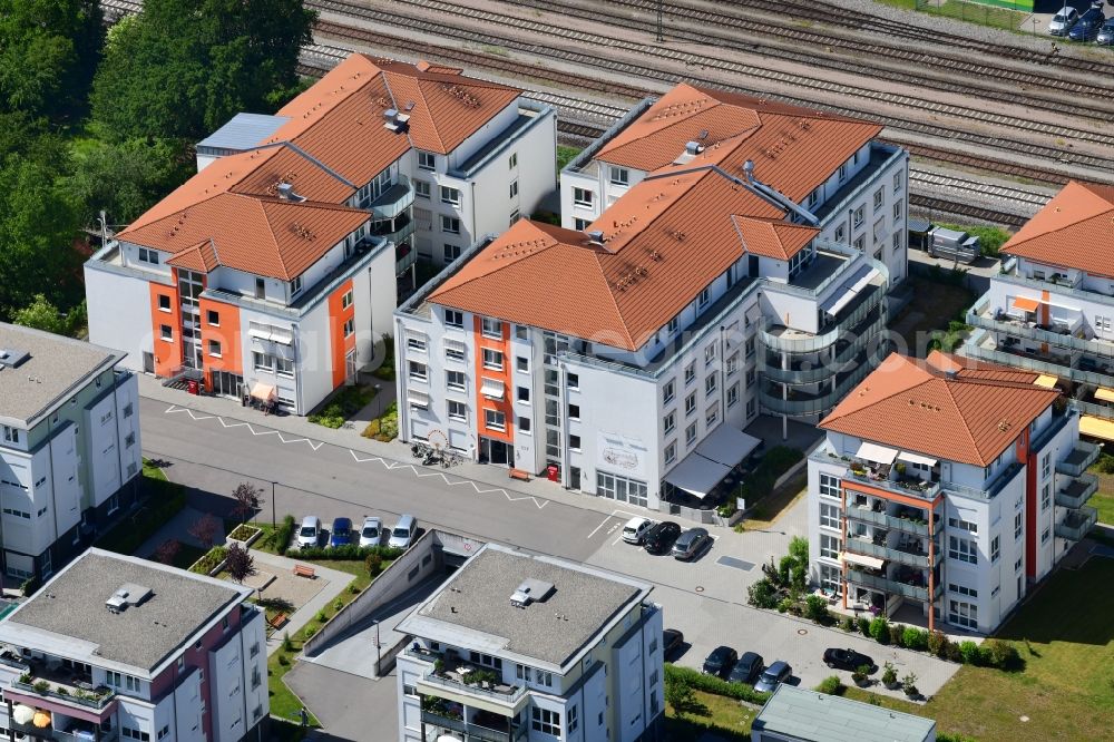 Rheinfelden (Baden) from above - Buildings of the retirement home Senterra Pflegezentrum Rheingarten of Alloheim Groupe in Rheinfelden (Baden) in the state Baden-Wurttemberg, Germany