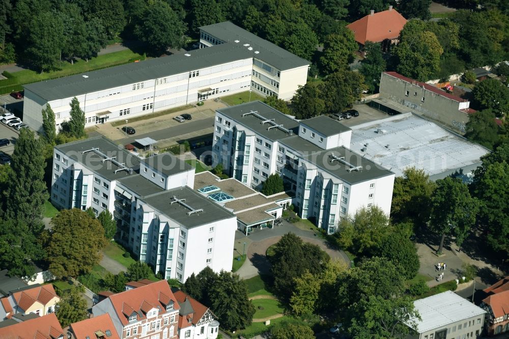 Rathenow from the bird's eye view: Building of the retirement home Wohn- und Pflegezentrum Havelland GmbH in Rathenow in the state Brandenburg