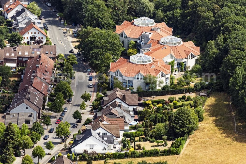 Aerial image Mülheim an der Ruhr - Building the retirement home Ev. Wohnstift Uhlenhorst in Muelheim on the Ruhr in the state North Rhine-Westphalia, Germany