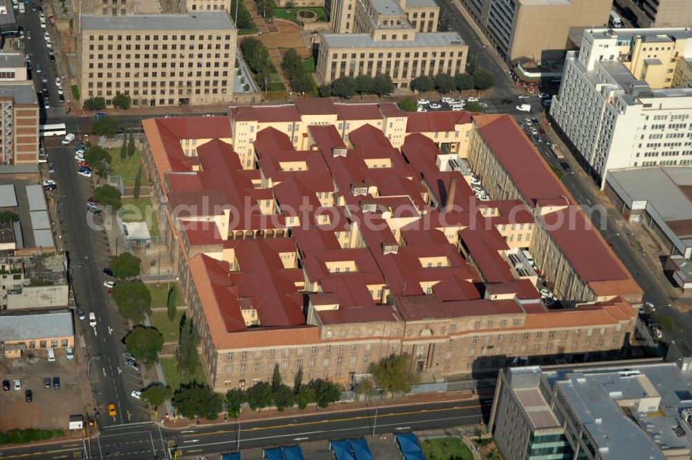 JOHANNESBURG from above - Building of the Magistrial Court - Central Region of Johannesburg. South Africa is divided into 1941 magistrates or districts that have a number of smaller local courts and a larger, superior court