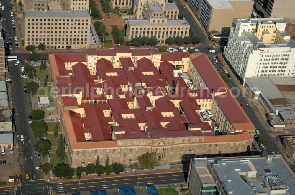 JOHANNESBURG from the bird's eye view: Building of the Magistrial Court - Central Region of Johannesburg. South Africa is divided into 1941 magistrates or districts that have a number of smaller local courts and a larger, superior court