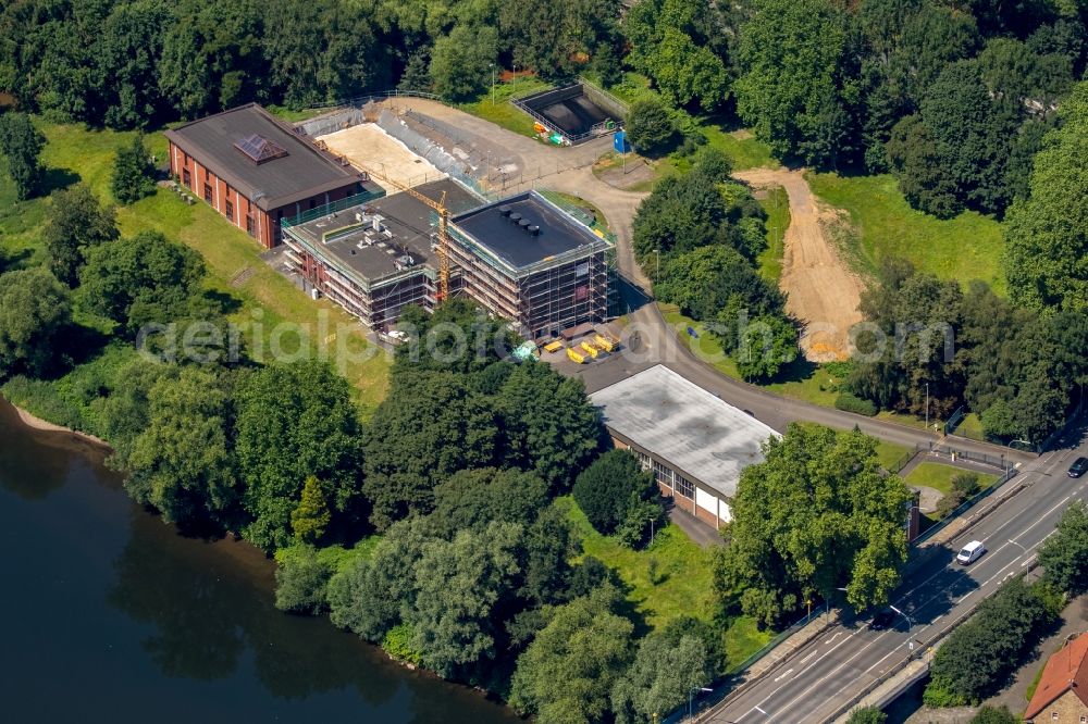 Aerial photograph Witten - Building and premises of the Verbund water works and power station GmbH on the riverbank of the Ruhr in Witten in the state of North Rhine-Westphalia