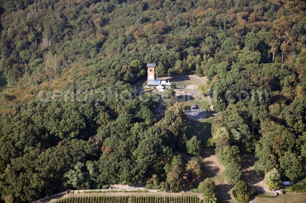 Wiesbaden from above - Building of the visitor center on the Neroberg in Wiesbaden in the state Hesse