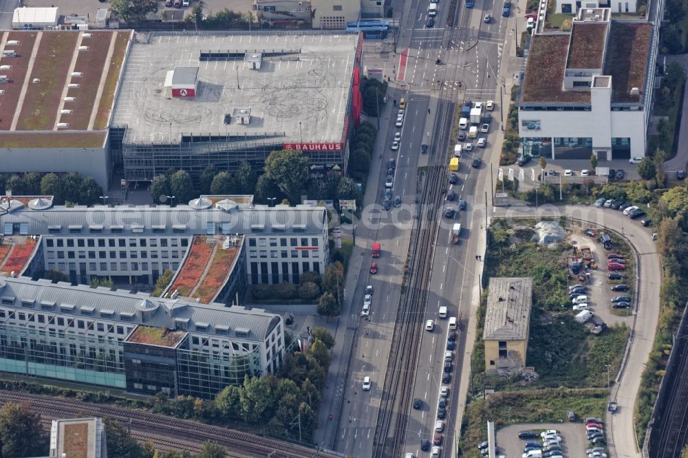 Aerial photograph München - Building of the construction market Bauhaus in Munich in the state Bavaria, Germany