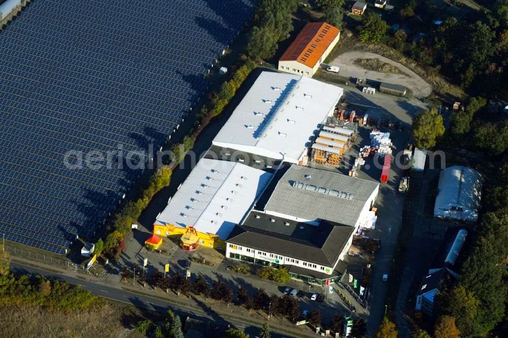 Wittenberge from the bird's eye view: Building of the construction market Baufachzentrum on Wahrenberger Strasse in Wittenberge in the state Brandenburg, Germany