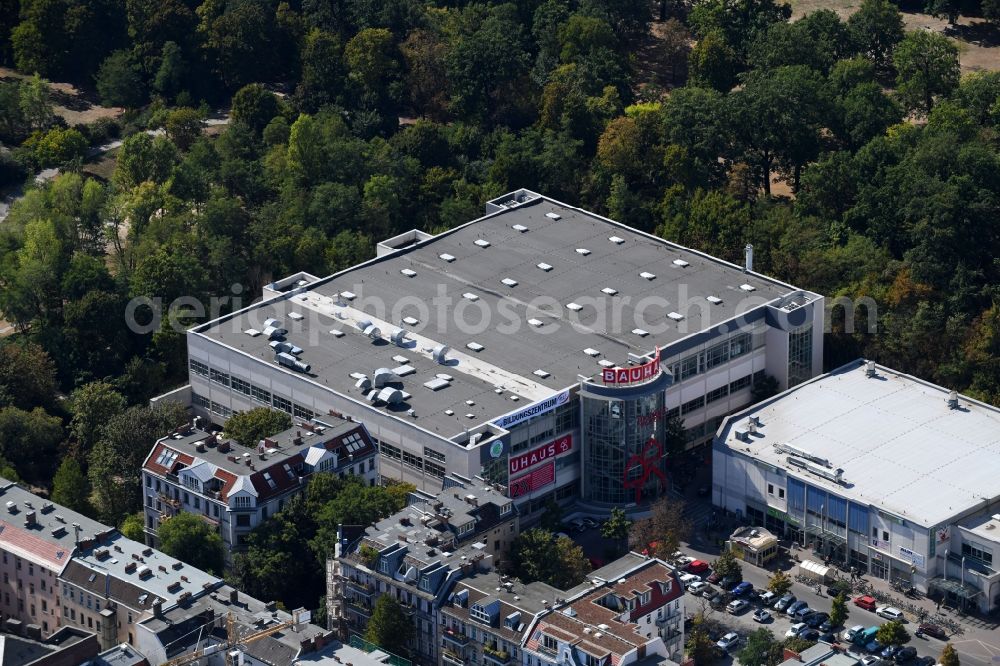 Berlin from above - Building of the construction market BAUHAUS Berlin-Neukoelln on Hasenheide in Berlin, Germany