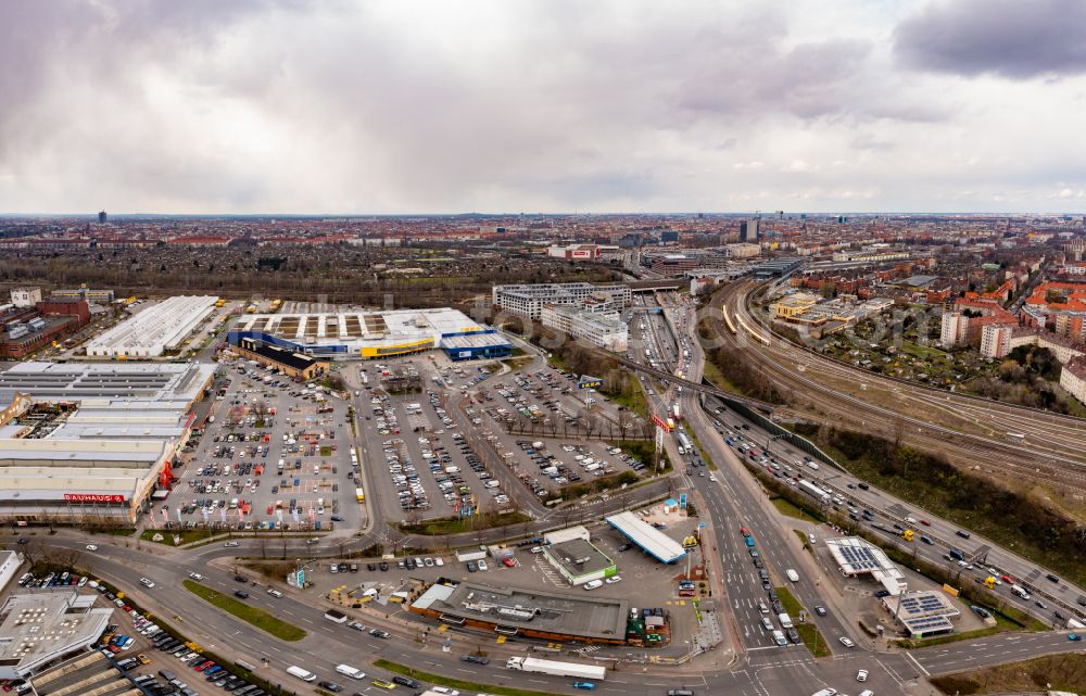 Aerial image Berlin - Building of the construction market BAUHAUS Berlin-Schoeneberg on Alboinstrasse in the district Tempelhof-Schoeneberg on street in Berlin, Germany