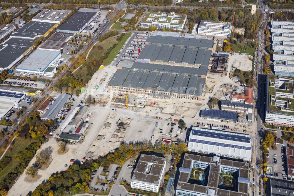 München from the bird's eye view: Building of the construction market of BAUHAUS Muenchen-Freimann on Maria-Probst-Strasse in the district Schwabing-Freimann in Munich in the state Bavaria, Germany