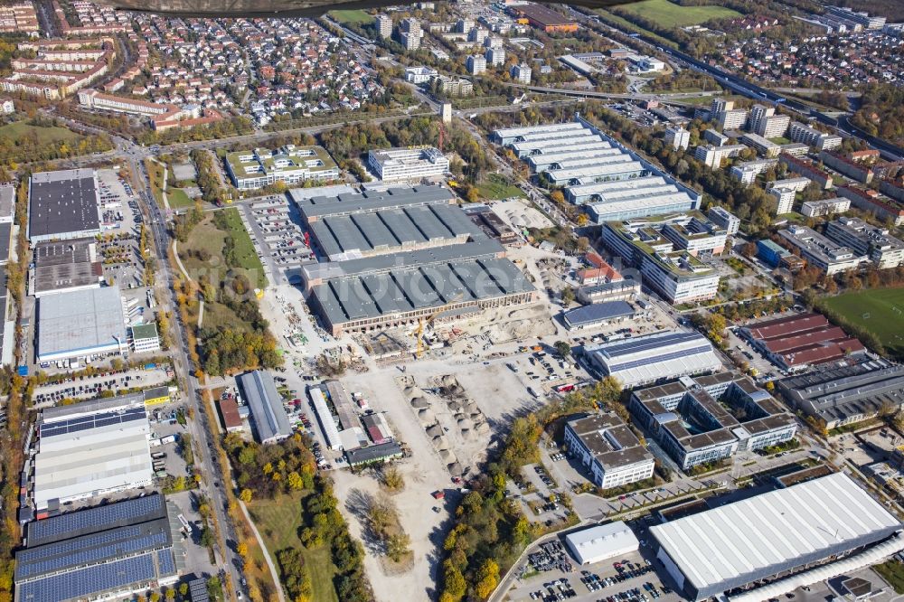 Aerial photograph München - Building of the construction market of BAUHAUS Muenchen-Freimann on Maria-Probst-Strasse in the district Schwabing-Freimann in Munich in the state Bavaria, Germany