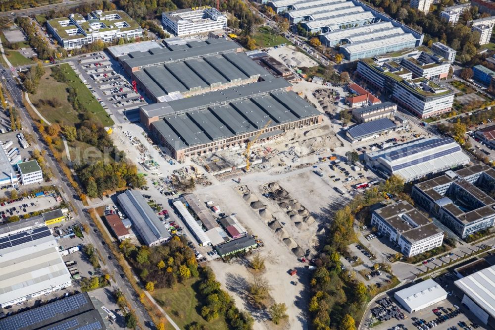 München from above - Building of the construction market of BAUHAUS Muenchen-Freimann on Maria-Probst-Strasse in the district Schwabing-Freimann in Munich in the state Bavaria, Germany