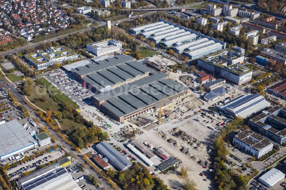 München from the bird's eye view: Building of the construction market of BAUHAUS Muenchen-Freimann on Maria-Probst-Strasse in the district Schwabing-Freimann in Munich in the state Bavaria, Germany