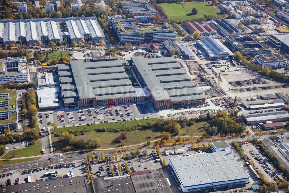 Aerial image München - Building of the construction market of BAUHAUS Muenchen-Freimann on Maria-Probst-Strasse in the district Schwabing-Freimann in Munich in the state Bavaria, Germany