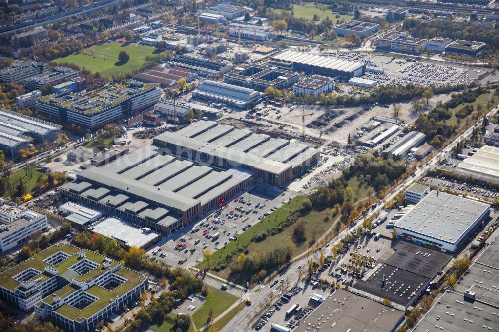 München from above - Building of the construction market of BAUHAUS Muenchen-Freimann on Maria-Probst-Strasse in the district Schwabing-Freimann in Munich in the state Bavaria, Germany