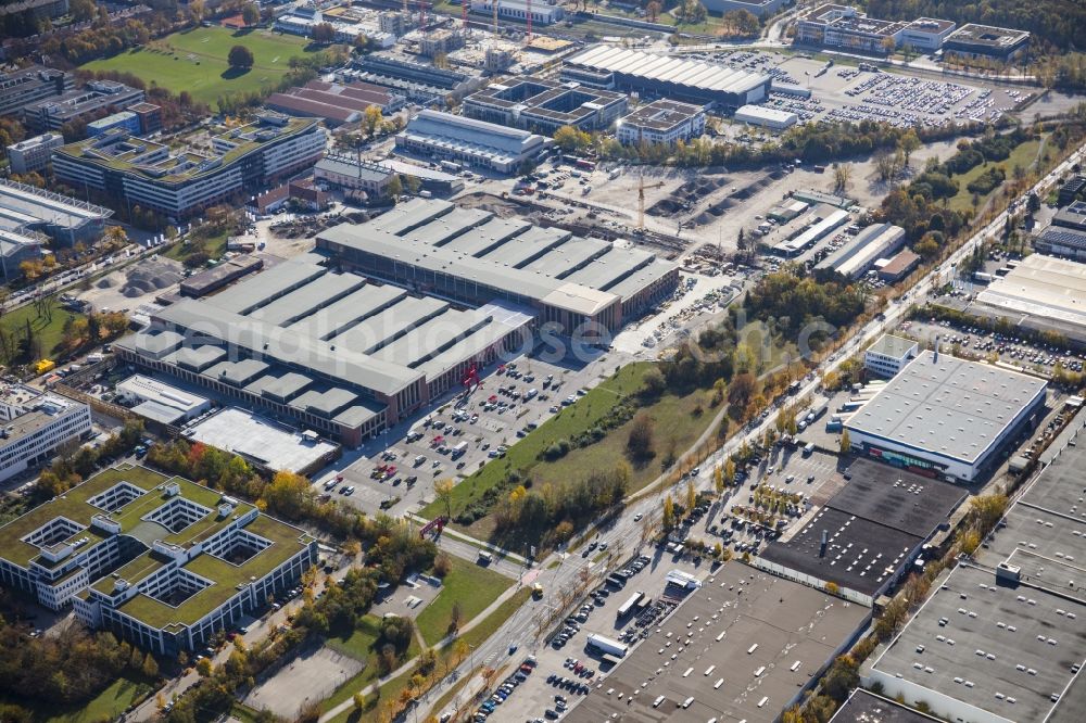 München from the bird's eye view: Building of the construction market of BAUHAUS Muenchen-Freimann on Maria-Probst-Strasse in the district Schwabing-Freimann in Munich in the state Bavaria, Germany