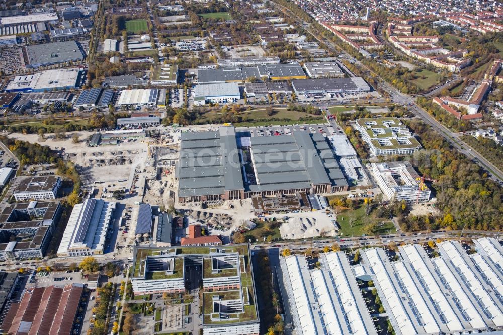 Aerial photograph München - Building of the construction market of BAUHAUS Muenchen-Freimann on Maria-Probst-Strasse in the district Schwabing-Freimann in Munich in the state Bavaria, Germany